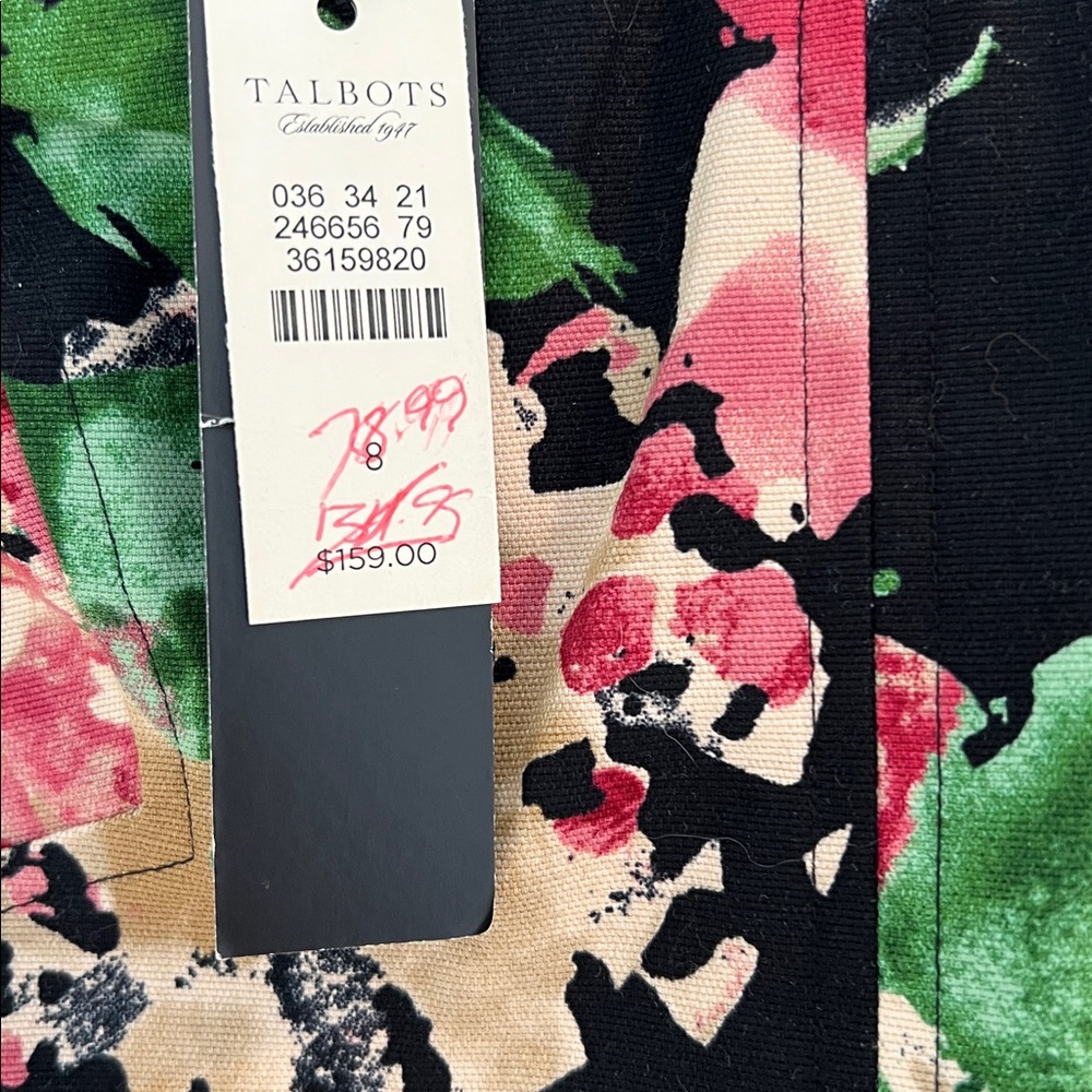 Talbots Black Floral Sheath Dress with Pink and Green Roses - Picture 8 of 16